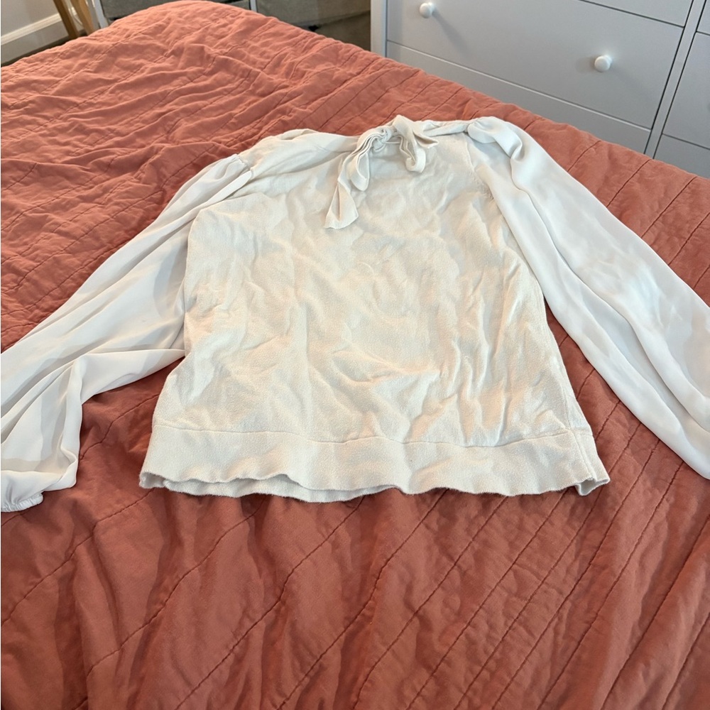 J crew Factory Mixed-media sweater with bow